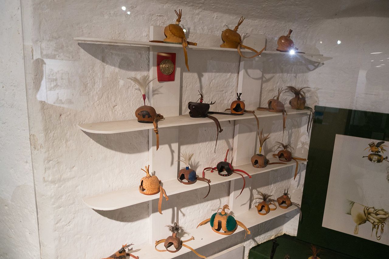 Collection of falconry hoods